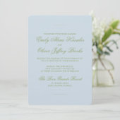 Invitation Green Blue Floral Watercolor Wedding (Debout devant)