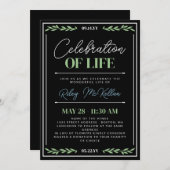 Invitation Green Blue Script Célébration de la vie (Devant / Derrière)