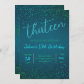 Invitation Green Blue Sparkle (Devant / Derrière)