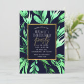 Invitation Green Blue Watercolor Botanique Glam Party (Debout devant)