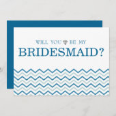 Invitation Green Blue Zigzag mignonne Tu Seras Ma Servante D' (Devant / Derrière)