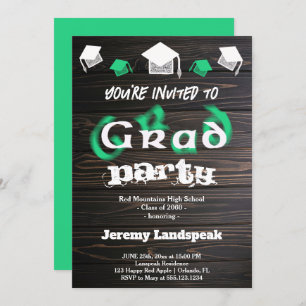 Invitation Green Blurry Texte pour Graduation House Party
