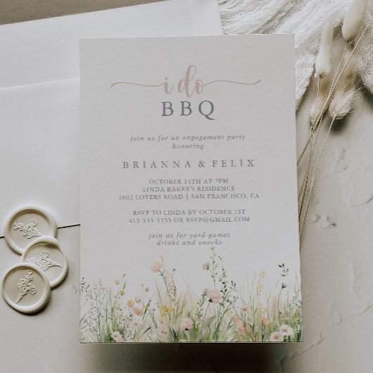 Invitation Green Boho Fleur sauvage I Do BQ Engagement Party