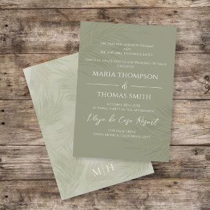 Invitation Green Boho Palm Feuille Botanical Tropical Green