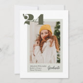 Invitation Green Bold Classe moderne de 2024 4 Diplôme photo (Devant)