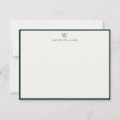 Invitation Green Border Monogram Stationery Note Card (Devant)