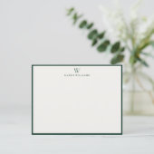 Invitation Green Border Monogram Stationery Note Card (Debout devant)