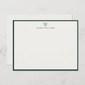 Invitation Green Border Monogram Stationery Note Card (Devant / Derrière)
