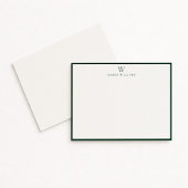 Invitation Green Border Monogram Stationery Note Card