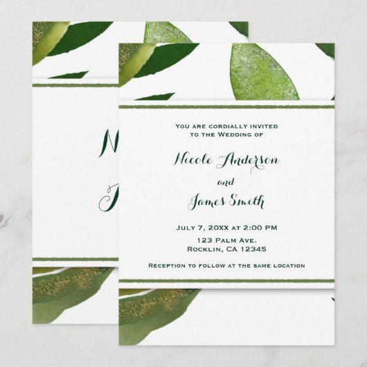 Invitation Green Botanical Glam Plante Feuilles Élégant maria (Devant / Derrière)