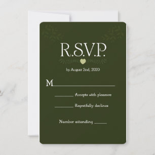 Invitation Green Botanical Rustic Forest Wedding RSVP Réponse