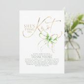 Invitation Green Bow Elegant Modern Minimalist Bridal Shower (Debout devant)