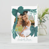 Invitation Green Bows Photo Graduation Announcement (Debout devant)