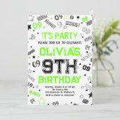 Invitation Green Boy Number Neuf fête d'anniversaire (Debout devant)