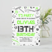 Invitation Green Boy Numéro Treize fête d'anniversaire (Debout devant)