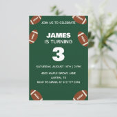 Invitation Green Boys Football Birthday for All Ages (Debout devant)