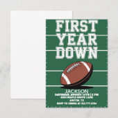 Invitation Green Boy's Football First Year Down 1st Birthday (Devant / Derrière)
