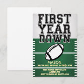 Invitation Green Boy's Football First Year Down 1st Birthday  (Devant / Derrière)