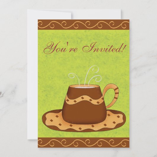 Invitation Green & Brown Cup Customisée Coffee Event (Devant)