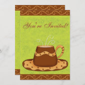 Invitation Green & Brown Cup Customisée Coffee Event (Devant / Derrière)