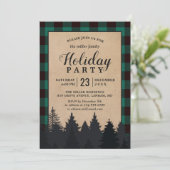 Invitation Green Buffalo Plaid Winter Forest Fête (Debout devant)
