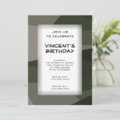 Invitation Green Camouflage Blocks Birthday Party (Debout devant)