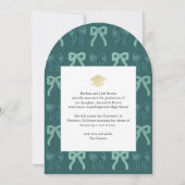 Invitation Green Cap Pink Stripes Bow Graduation Announcement (Dos)