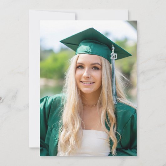 Invitation Green Celestia Typographie Grad Party (Dos)