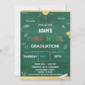 Invitation Green Chalkboard pré k Graduation (Devant)
