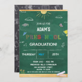 Invitation Green Chalkboard pré k Graduation (Devant / Derrière)