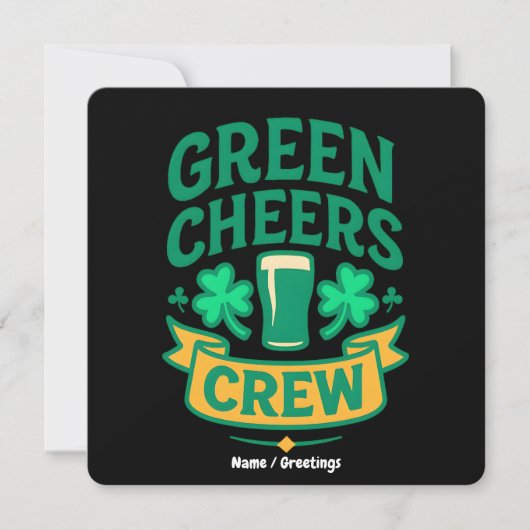 Invitation Green Cheers Crew Fun St Patrick’s Day Celebration (Devant)