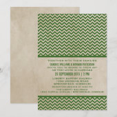 Invitation Green Chic Chevron Mariage (Devant / Derrière)