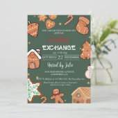 Invitation Green Christmas Cookie Exchange Christmas Party (Debout devant)