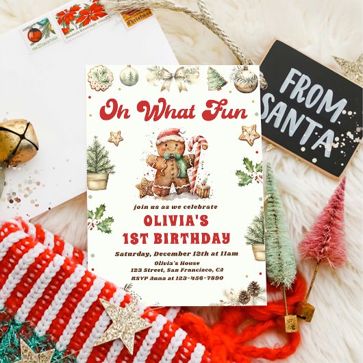 Invitation Green Christmas Cooky Anniversaire Fête Oh What Fu