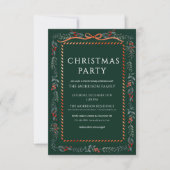 Invitation Green Christmas Party Winter Botanical Holiday (Devant)