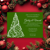 Invitation Green Christmas Tree Winter Engagement