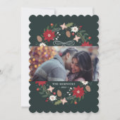 Invitation Green Christmas Wreath Floral Holiday Photo Card (Devant)