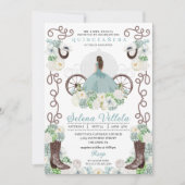 Invitation Green Cinderella Carriage Western Quinceañera (Devant)