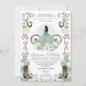 Invitation Green Cinderella Carriage Western Quinceañera (Devant)