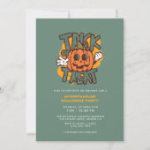 Invitation Green & Citrouille Trick ou Treat Halloween Party (Devant)