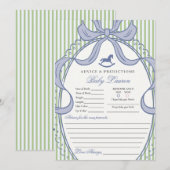 Invitation Green Coquette Bow Rocking Horse Baby Advice Card (Devant / Derrière)