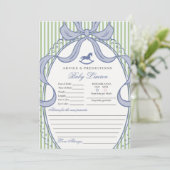 Invitation Green Coquette Bow Rocking Horse Baby Advice Card (Debout devant)