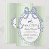 Invitation Green Coquette Bow Rocking Horse Baby Shower (Devant / Derrière)