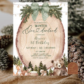 Invitation Green Coquette Rustic Winter Forest 1st Birthday