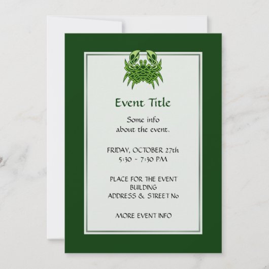 Invitation Green crab Celtic Knot (Devant)