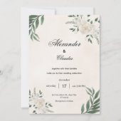 Invitation Green & Cream Botanical Wedding, (Devant)