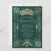 Invitation Green Crown Tiara Elegant Quinceanera (Devant)
