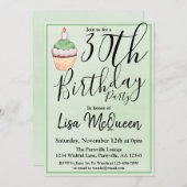 Invitation Green Cupcake 30e fête d'anniversaire (Devant / Derrière)