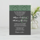 Invitation Green Dark Grey Mariage damassé (Debout devant)