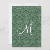 Invitation Green Dark Grey Mariage damassé (Dos)